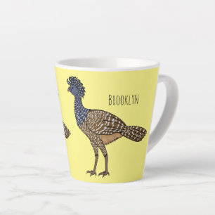 Tasse Latte Illustration de dessin animé d'oiseau grand hocco 