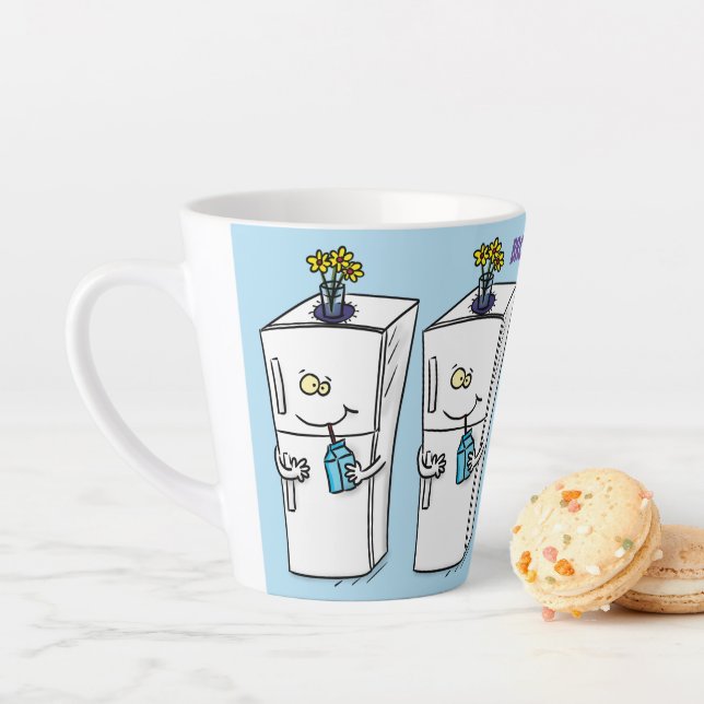 Tasse Latte Illustration de dessin animé drôle de réfrigérateu (En situation)