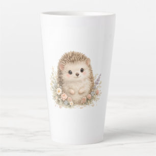 Tasse Latte Illustration de jardin au hérisson à l'aquarelle
