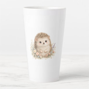 Tasse Latte Illustration de jardin au hérisson à l'aquarelle