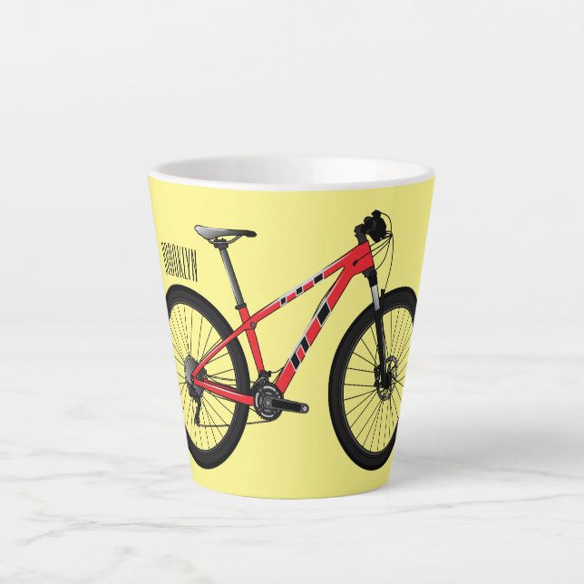 Tasse Latte Illustration de la bande dessinée de vélo (Devant)