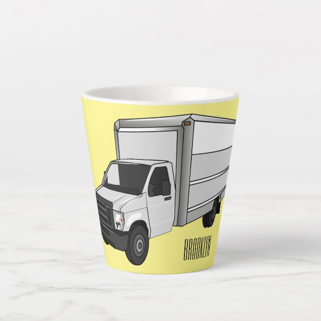 Tasse Latte Illustration de la caricature du camion-boîte (Devant)
