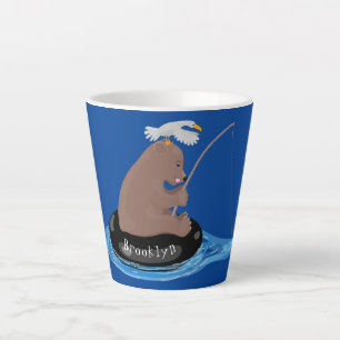 Tasse Latte Illustration de la pêche de l'ourson mou