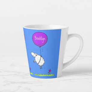Tasse Latte Illustration de l'humour en ballons de mouton mign