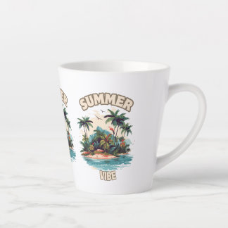 Tasse Latte Illustration de l'île tropicale Vibe été