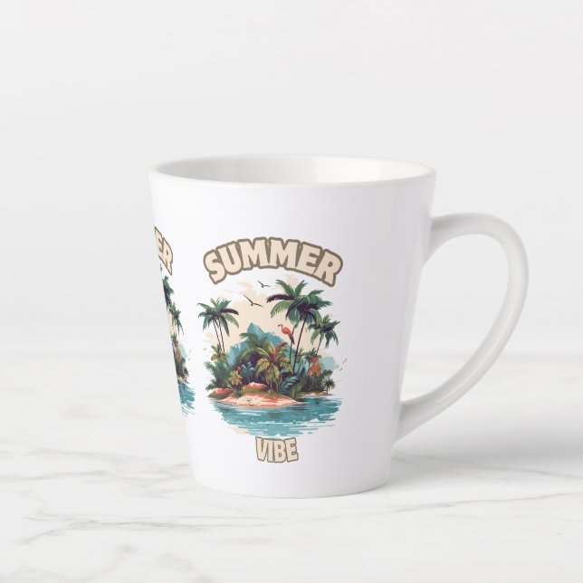 Tasse Latte Illustration de l'île tropicale Vibe été (Droite)