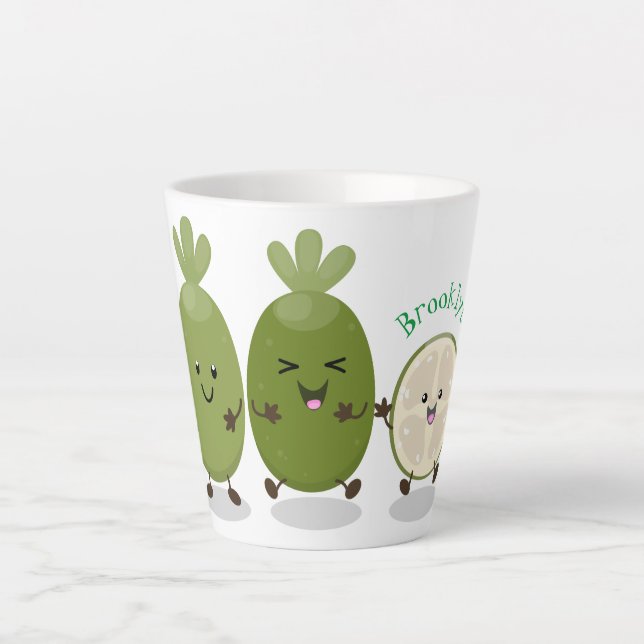 Tasse Latte Illustration de mignonne guava feijoa (Devant)