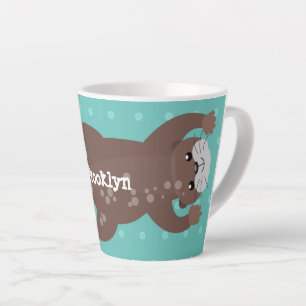 Tasse Latte Illustration de plongée de loutre mignonne