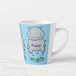 Tasse Latte Illustration de saut en hippo mignon