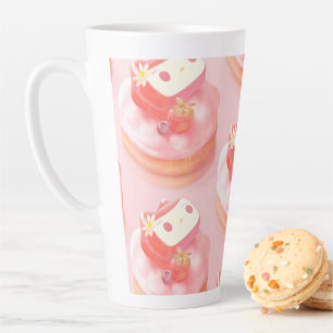 Tasse Latte Illustration de tarte aux fraises