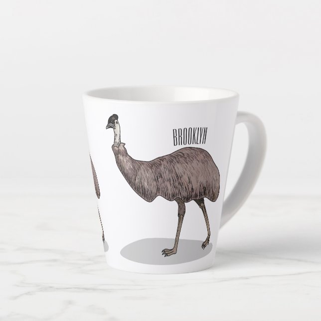 Tasse Latte Illustration d'Emu bird (Angle droit)