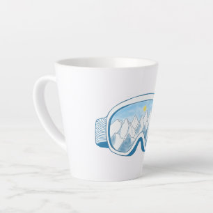 Tasse Latte Illustration des lunettes de ski de montagne
