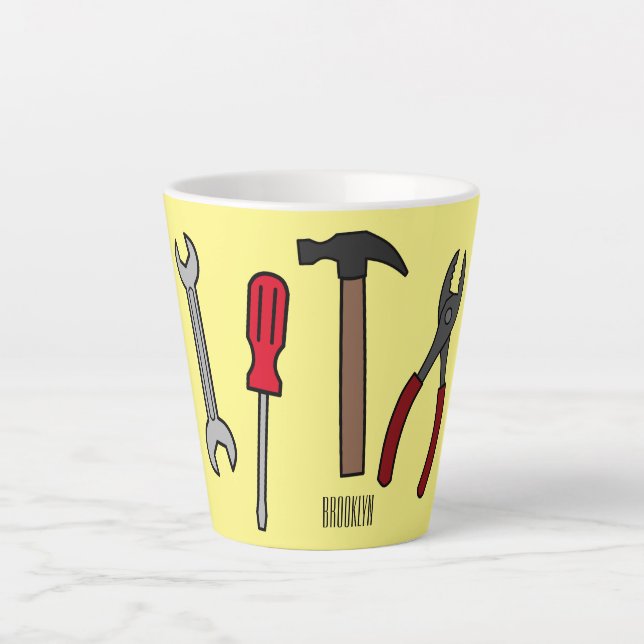Tasse Latte Illustration des outils de menuiserie (Devant)
