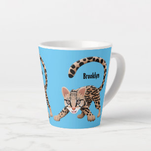 Tasse Latte Illustration d'ocelot mignon