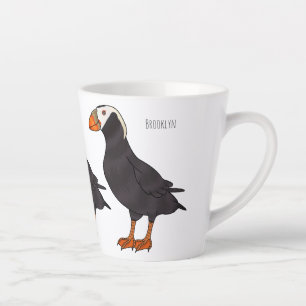 Tasse Latte Illustration d'oiseau bouffon touffu