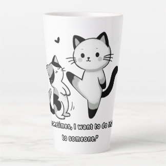 Tasse Latte Illustration drôle de chat siamois qui donne un co