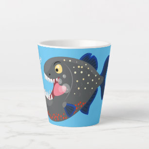 Tasse Latte Illustration drôle de piranha affamée