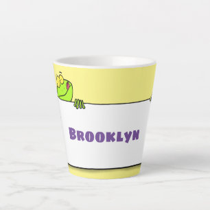 Tasse Latte Illustration du panneau de grenouille verte mignon