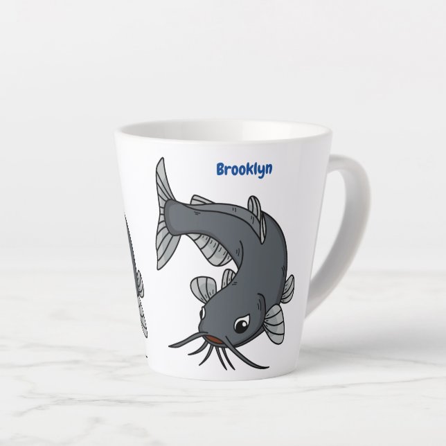 Tasse Latte Illustration du poisson-chat mignon (Angle droit)