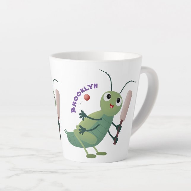 Tasse Latte Illustration d'un insecte du cricket vert mou (Angle droit)