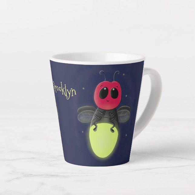 Tasse Latte Illustration d'une luciole à éclair mignon (Angle droit)