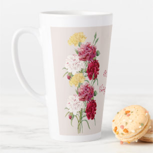 Tasse Latte Illustration florale de la carnation vintage