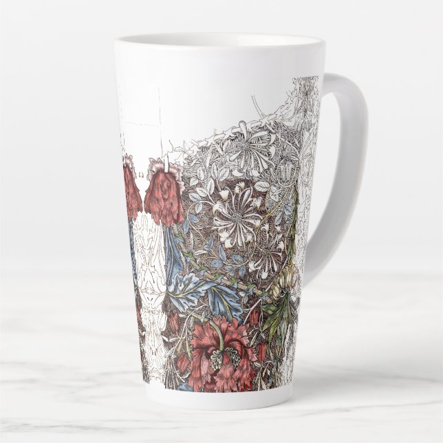 Tasse Latte Illustration florale élégante de William Morris (Angle droit)