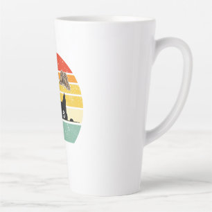 Tasse Latte Illustration Rétro de Chat et Papillons