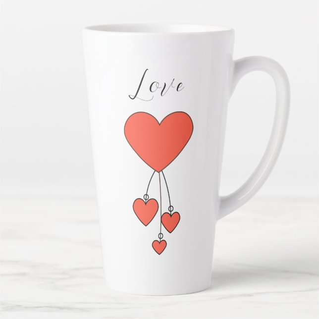 Tasse Latte Illustration simple avec coeur écarlate Amour (Droite)