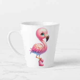 Tasse Latte Illustrations de flamant rose en aquarelle pour de