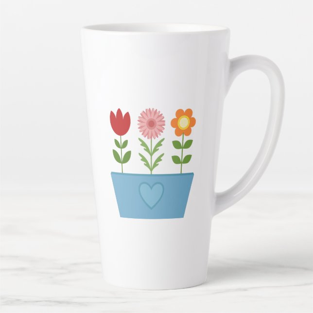 Tasse Latte Illustrations de fleurs dans une zone de fenêtre b (Droite)