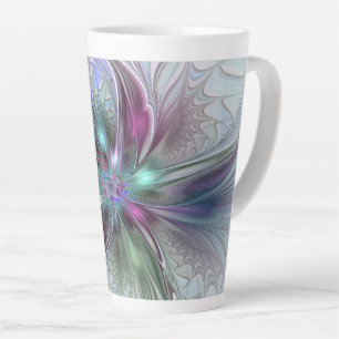 Tasse Latte Imaginaire coloré Abstrait Fleur fractale moderne