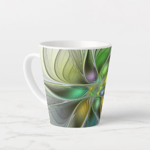 Tasse Latte Imaginaire coloré Fleur moderne Abstrait Fractal