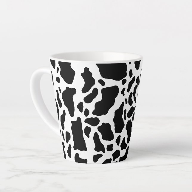 Tasse Latte Impression de vache noire et blanche (Angle gauche)