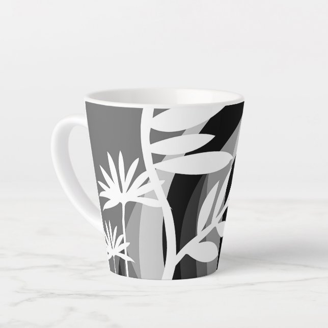 Tasse Latte Imprimer Plante monochromatique (Angle gauche)