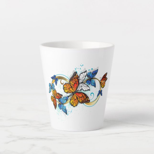 Tasse Latte Infinity of Monarch Butterflies (Devant)