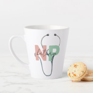 Tasse Latte Infirmière personnalisée Praticien Rétro NP Nom Ca