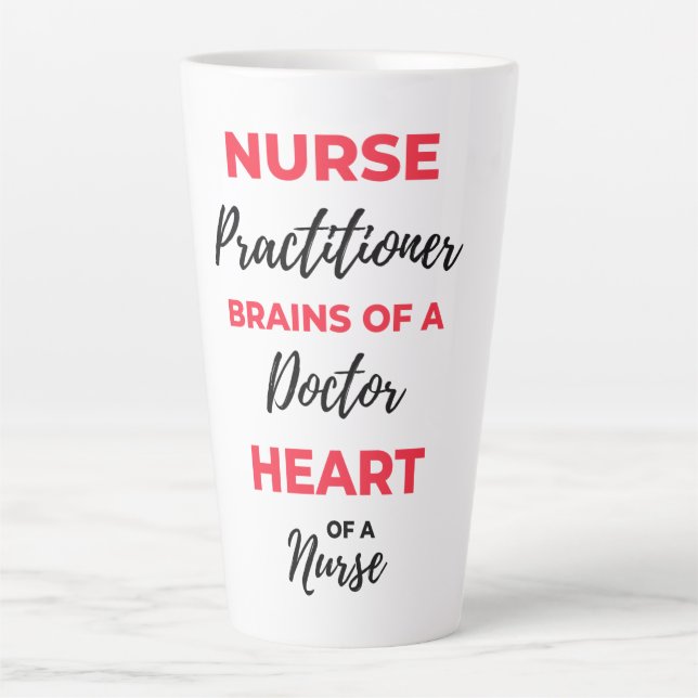 Tasse Latte Infirmière Praticien Cerveau D'Un Coeur Médecin 2 (Devant)