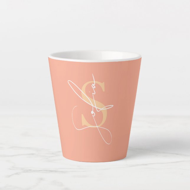 Tasse Latte Initiales de nom personnalisé moderne (Devant)