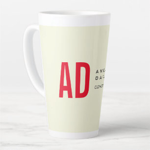 Tasse Latte Initiales minimalistes modernes Monogramme rouge B