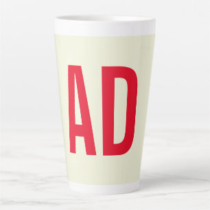 Tasse Latte Initiales minimalistes modernes Monogramme rouge B