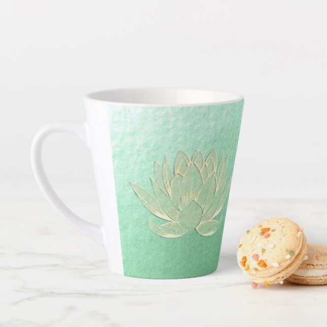 Tasse Latte Instructeur de méditation Green Gold Lotus Yoga St (En situation)