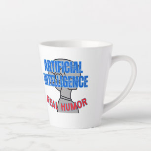 Tasse Latte Intelligence artificielle, humour réel. w White BG