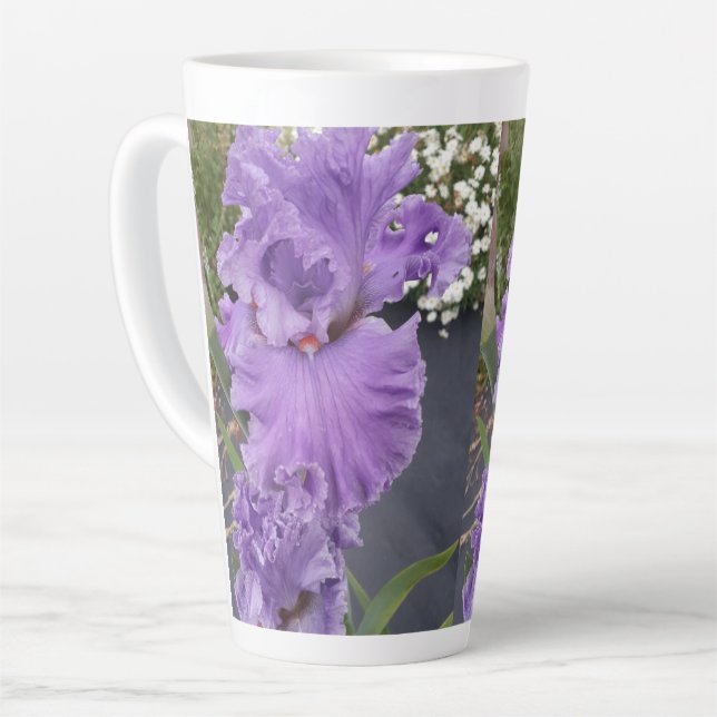 Tasse Latte Iris Iris Lavande Florale Fleur Violet (Angle gauche)