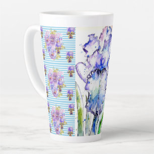 Tasse Latte Iris peintes à la main Fleur Floral Aquarelle
