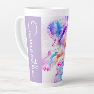 Tasse Latte Iris peintes à la main Fleur Floral Aquarelle