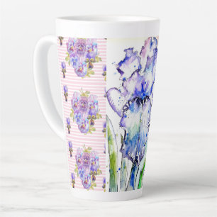 Tasse Latte Iris peints à la main Fleur Floral Aquarelle