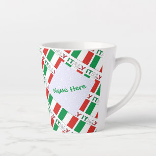 Tasse Latte Italie - Drapeau italien - Personnalisation verte