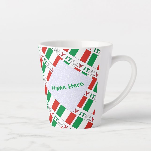 Tasse Latte Italie - Drapeau italien - Personnalisation verte (Droite)