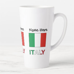 Tasse Latte Italie et drapeau italien avec votre nom